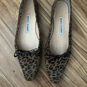 Manolo Blahnik leopard print ballet flats